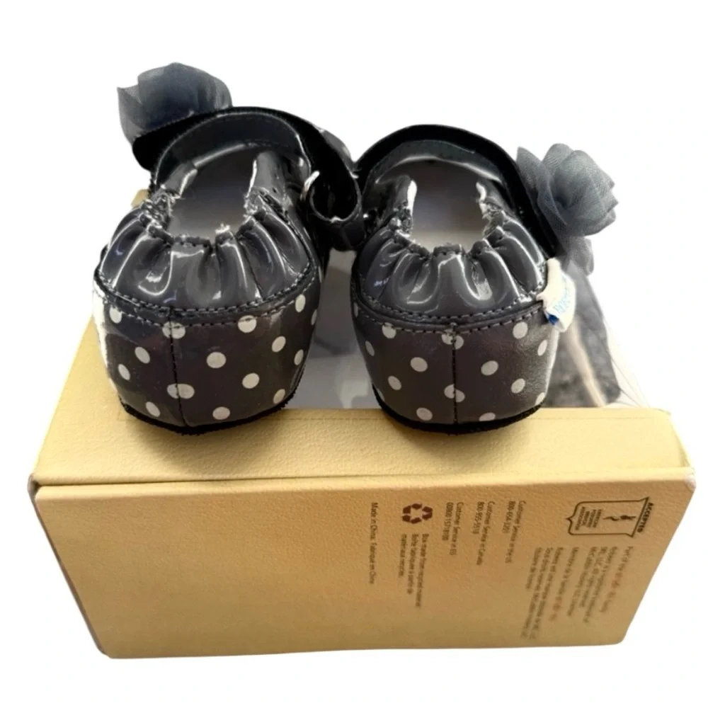 Robeez Mary Jane shoes 12-18m Baby New In Box Polka Dots Tule Flower